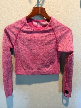 Victoria's Secret PINK Seamless Heathered Pink Long Sleeve Crop Top Women’s M